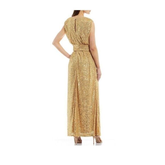 LDT Women's Size 2 Gold Sequin Ivy Goddess Long Gown Dress - Picture 2 of 14